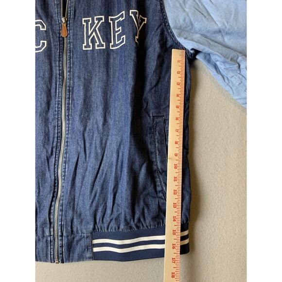 Disney Mickey Mouse Denim Jean Varsity Jacket XXL Our Universe THE ONE AND ONLY - Picture 9 of 10